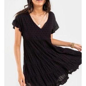 Francesca's Teanna Tiered Clip Dot Mini Dress Size M